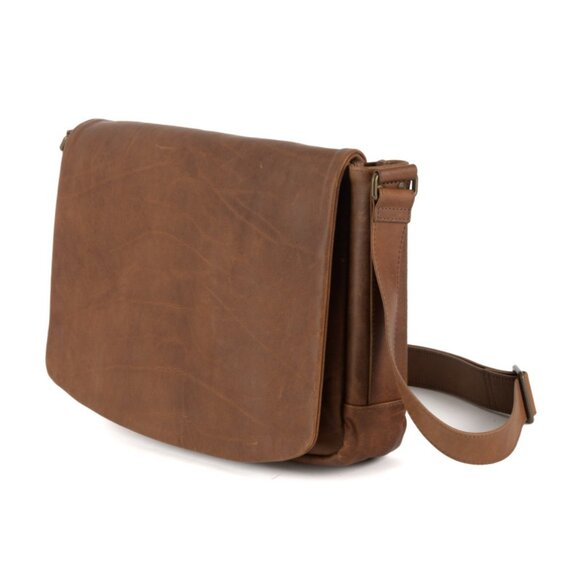 New! Reclaimed Leather Messenger Bag - Picture 3 of 7